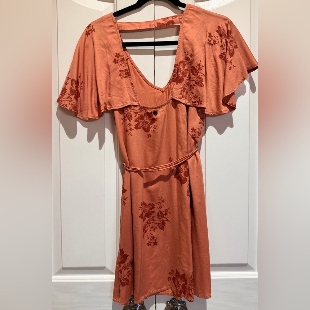 Billabong Rust Floral Mini Dress - Picture 2 of 2